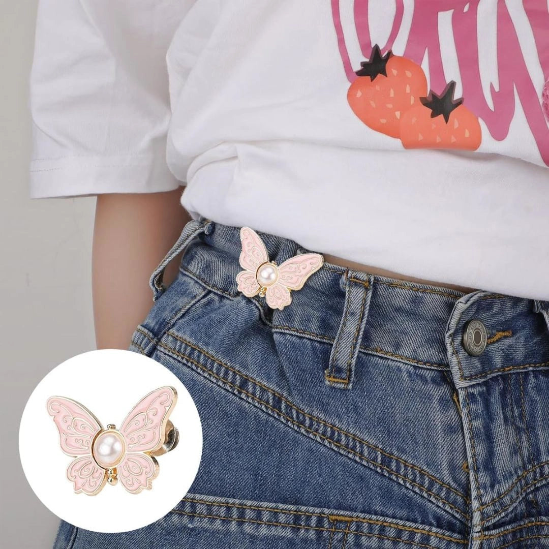 Butterfly Pearl Button Pins for Women and Girls(4 Pcs Set)