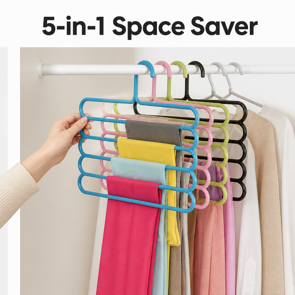 5-in-1 Space-Saving Hangers (Set Of 2 Pcs)
