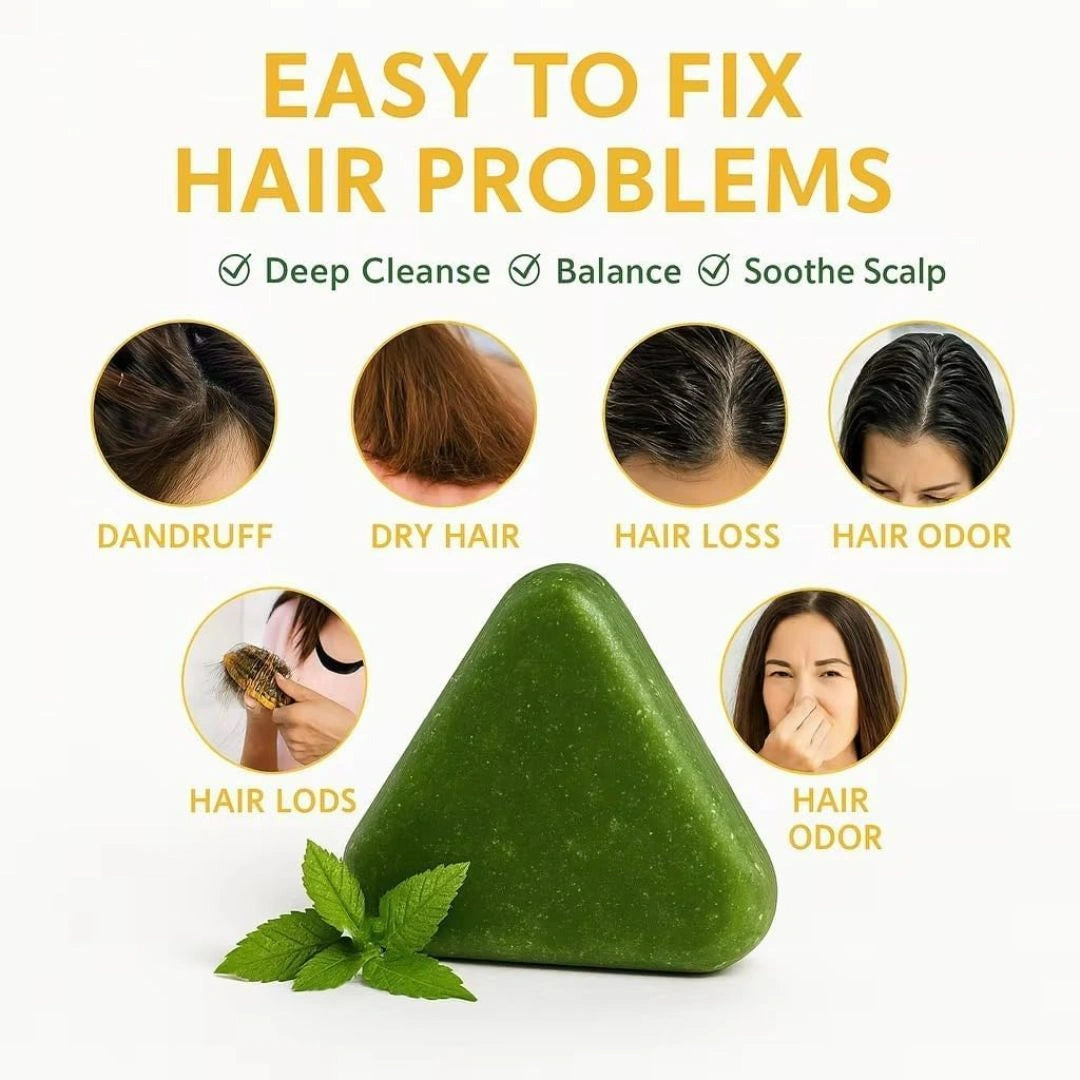 Nature Herbal Green Triangle Shampoo Bar Soap