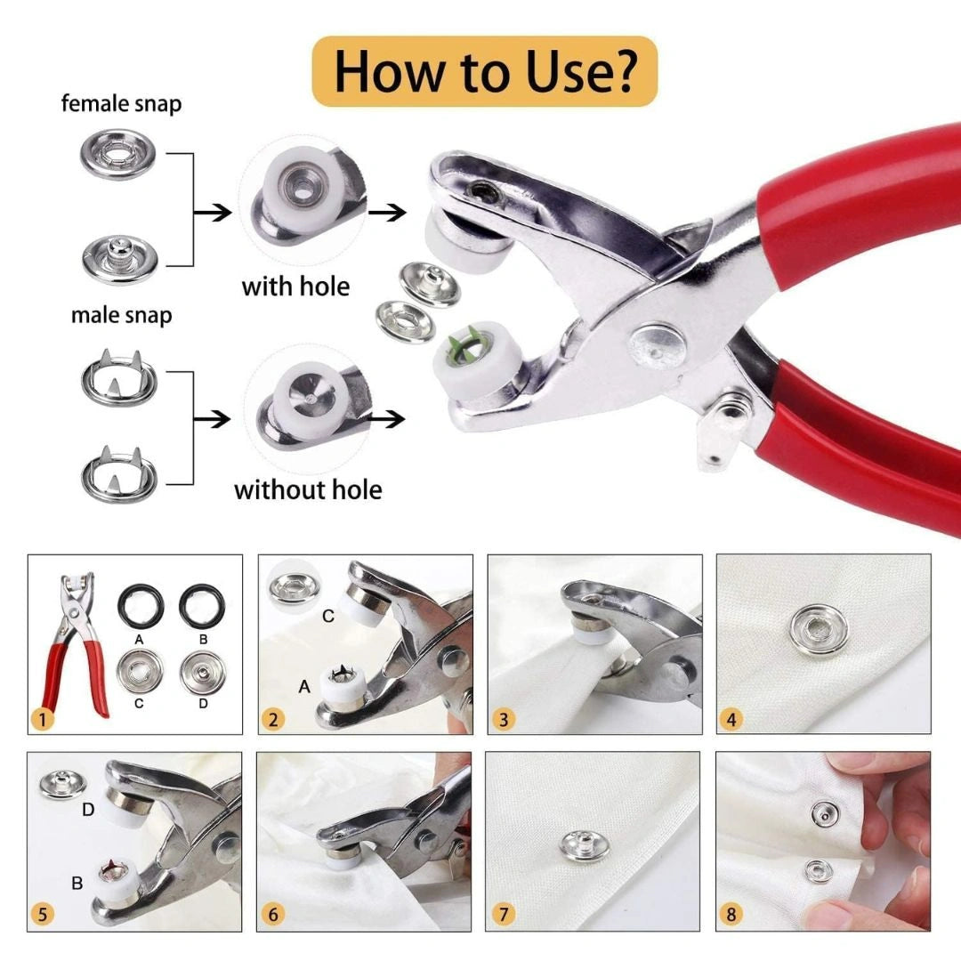 Heavy Duty Snap Button Plier Tool Kit