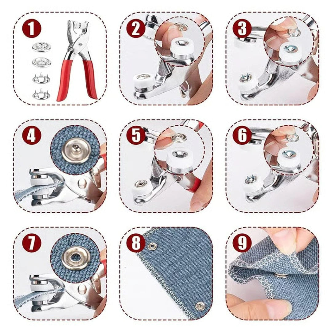 Heavy Duty Snap Button Plier Tool Kit