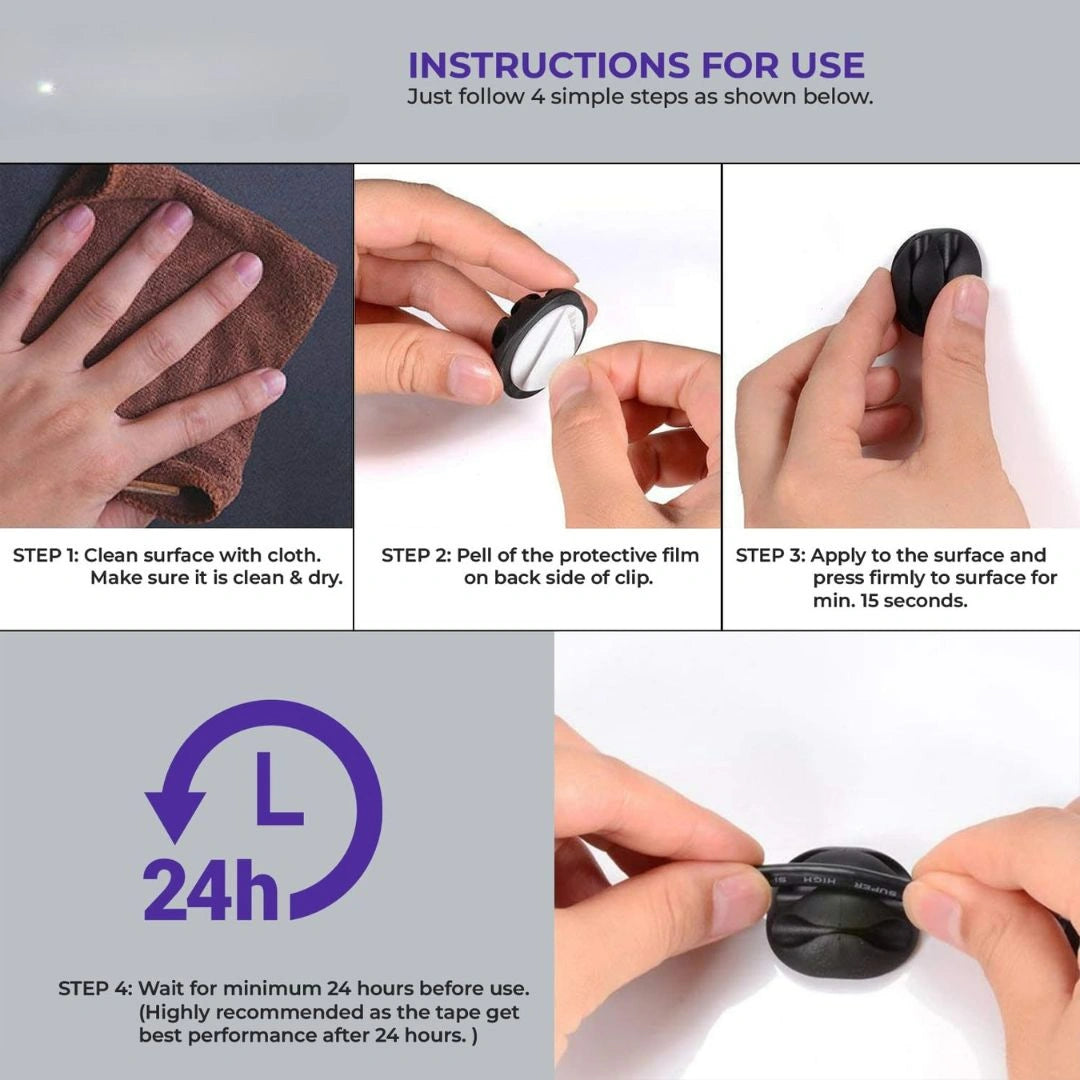 Cable Organizer Holder Clips (Set of 10)