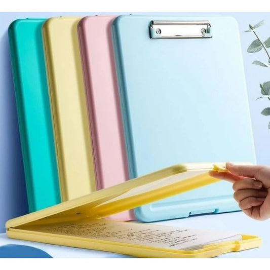 Foldable Plastic Clipboard with Built-in Storage and Pen Holder
