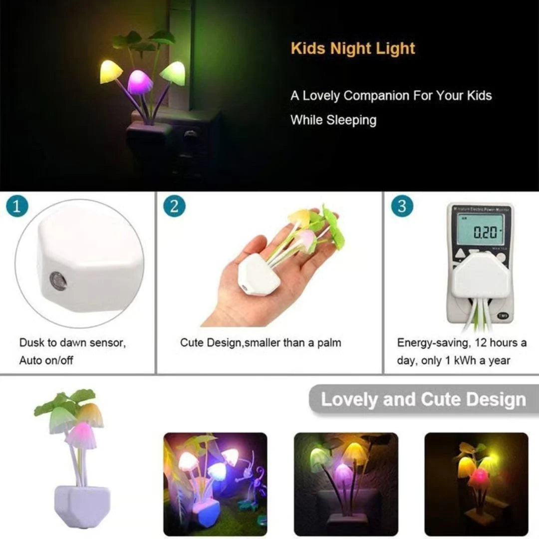 Mushroom Light with Automatic Light Sensor Night Lamp