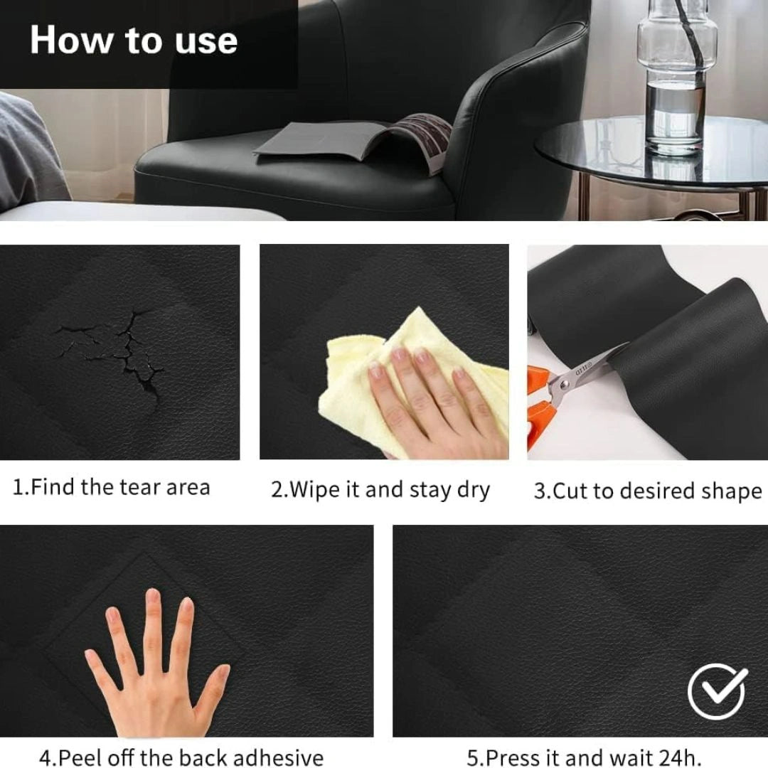 Black Self-Adhesive Leather Repair Patch(30*60Cm) (Buy 1 Get 1 Free)