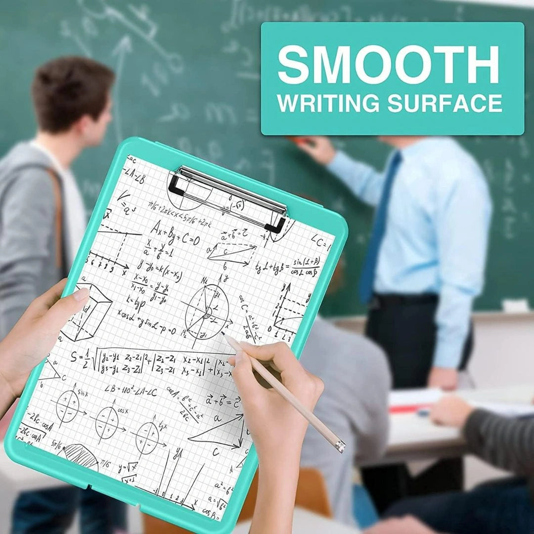 Foldable Plastic Clipboard with Built-in Storage and Pen Holder