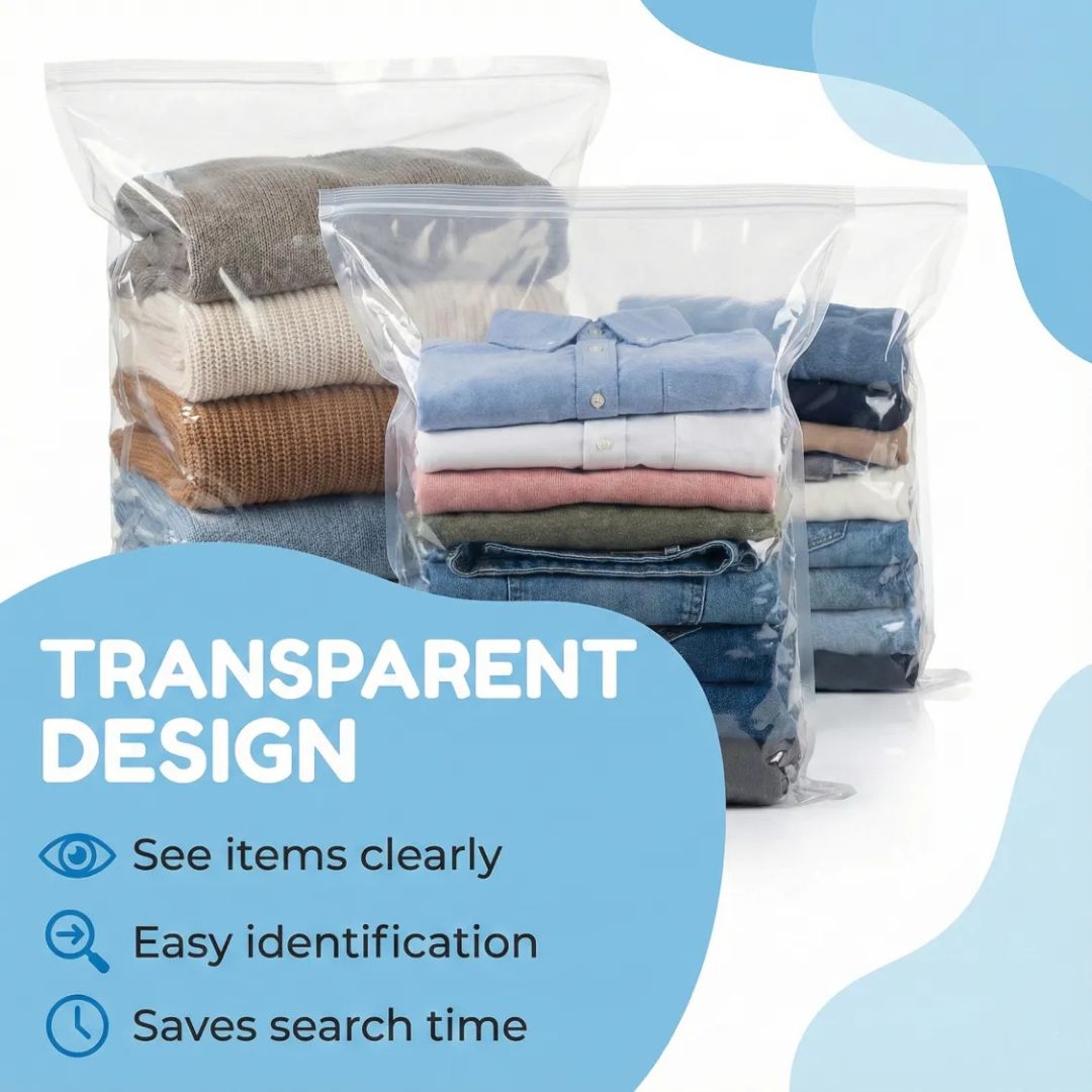 Vacuum Storage Bags with Hand Pump(Pack of 5 Bags)