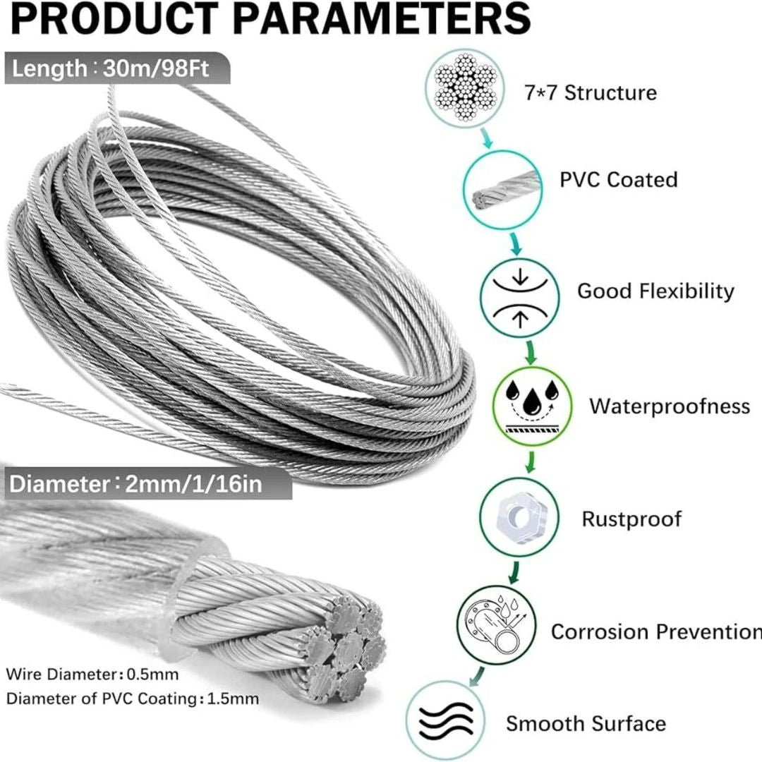 Stainless Steel Multipurpose Rope with Hook (5 Meter)