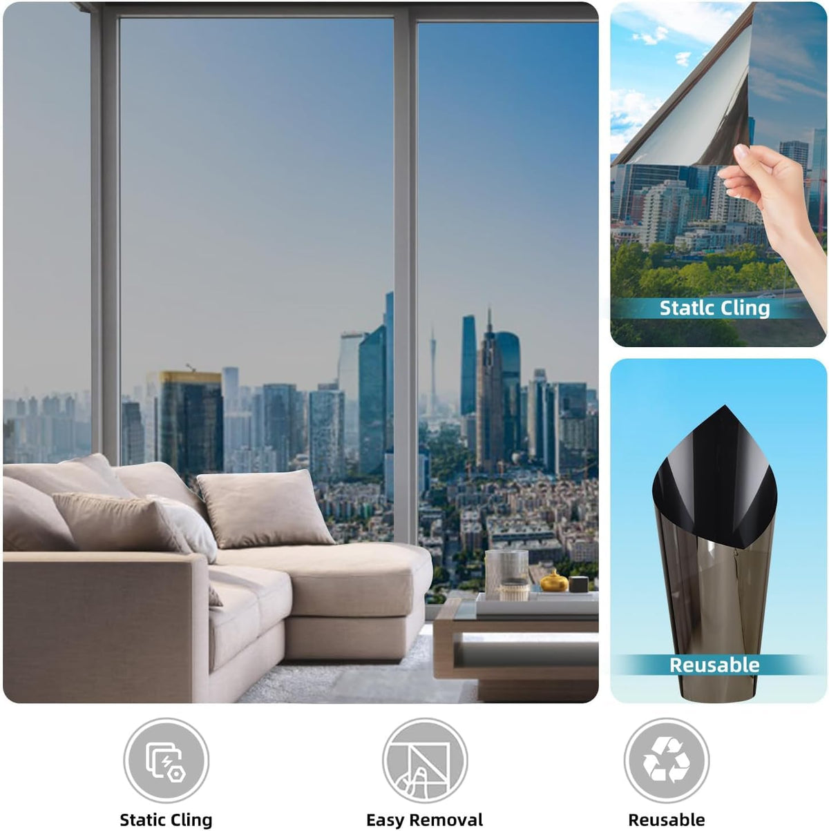 Reflective Window Black Film (Pack Of 2)