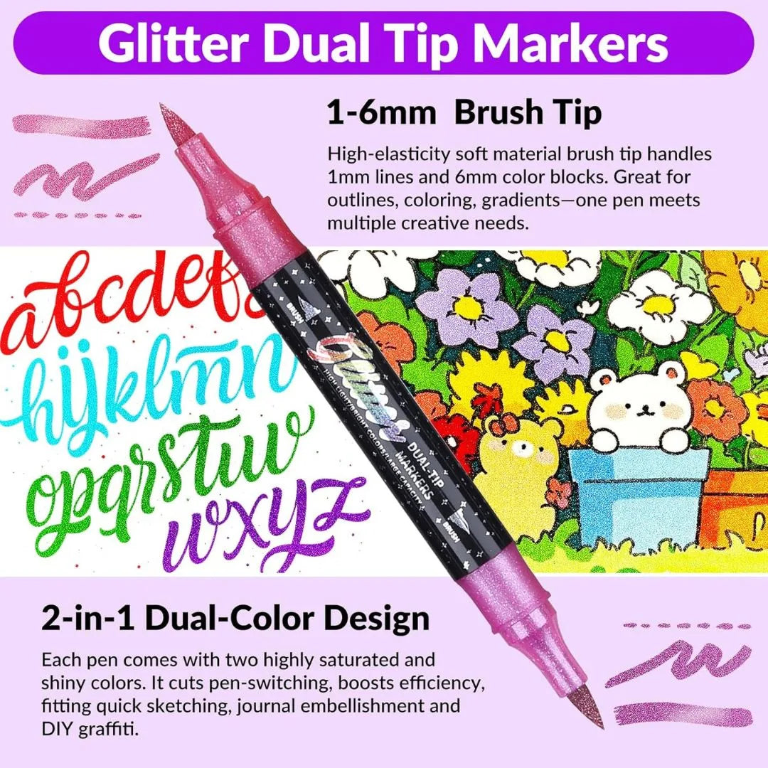 Glitter Brush Marker Set