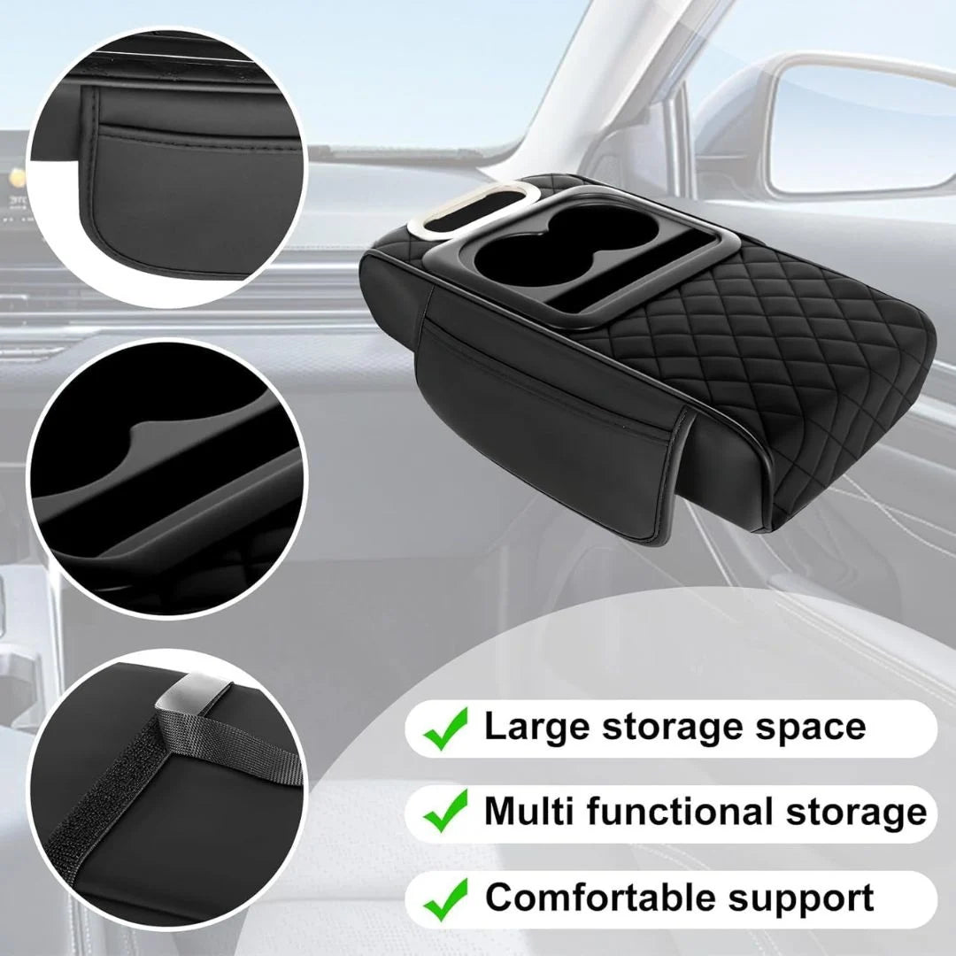 Car Arm Rest Cushion with Cup Holder