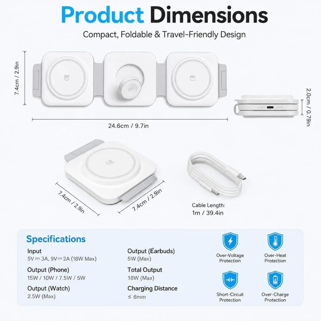Foldable Magnetic Fast Wireless Charger with Phone Stand