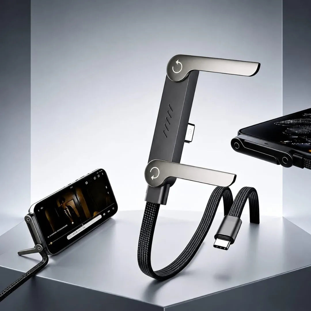 Fast Charging Cable with Foldable Phone Stand