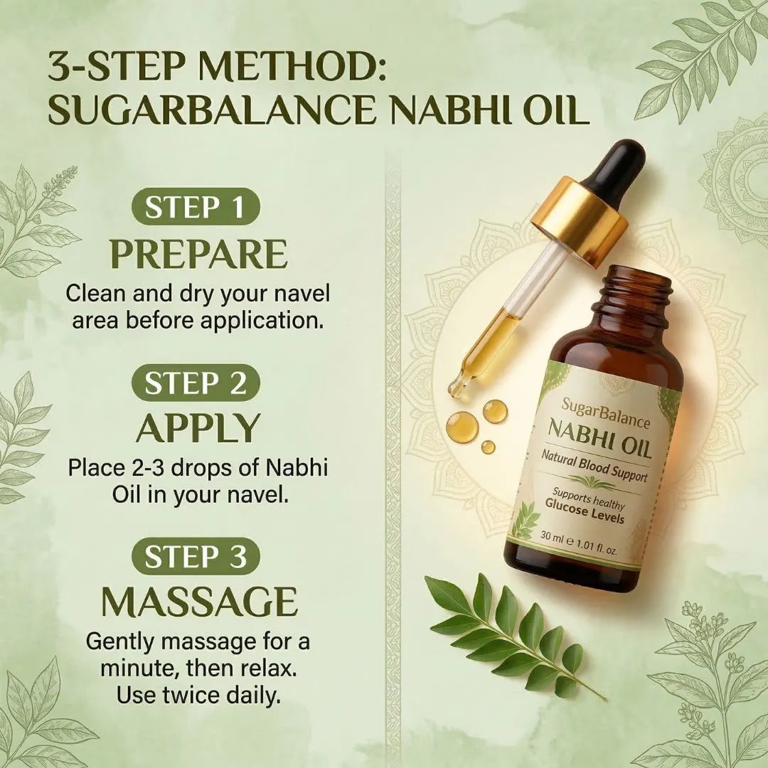 Nabhi oil application method showing navel therapy