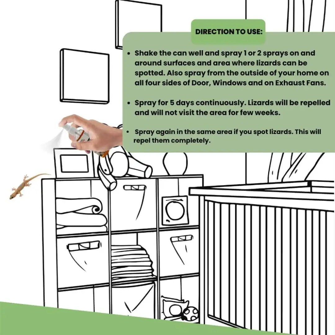 Lizard repellent spray being used in a home setting