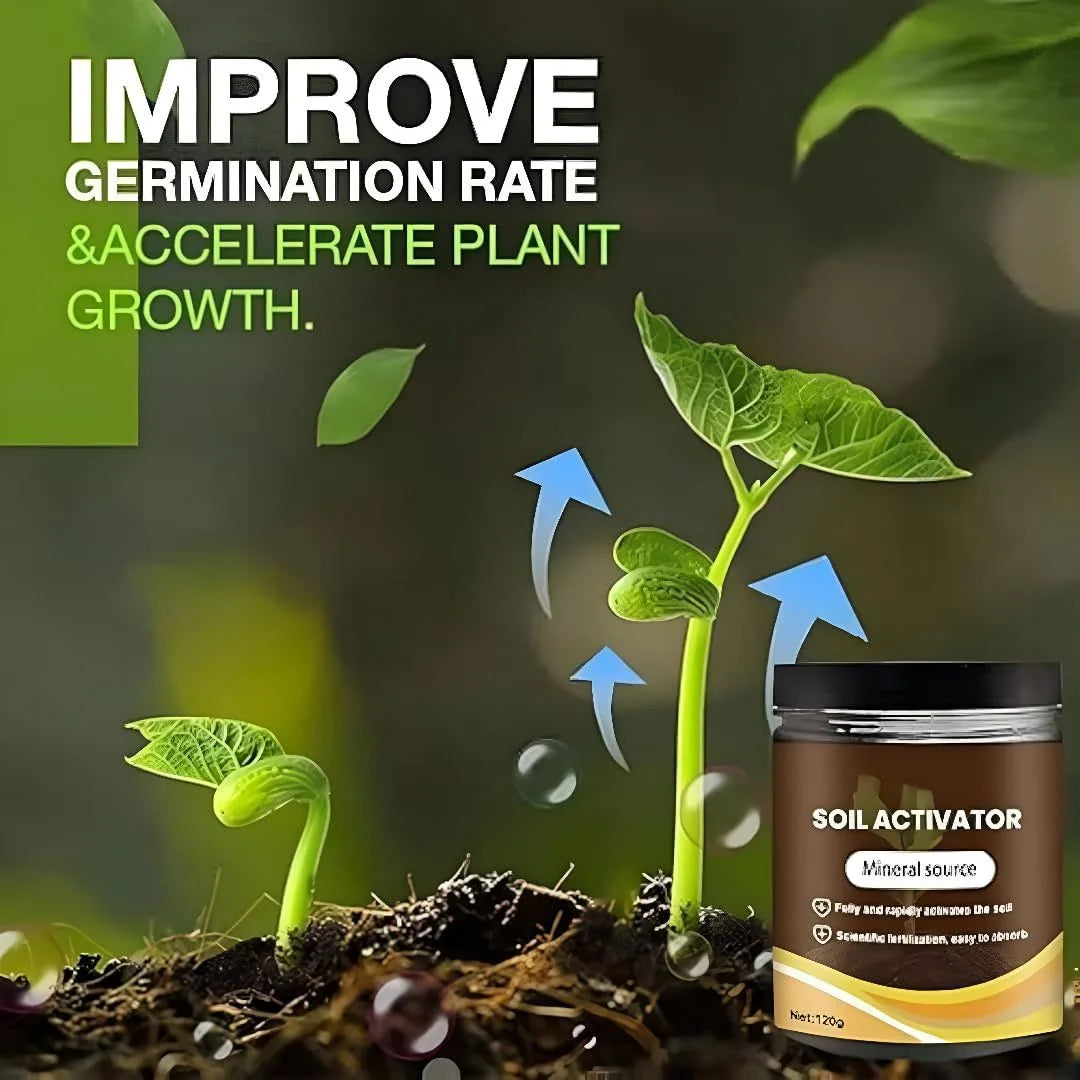 Soil activator being applied to plants in a home garden