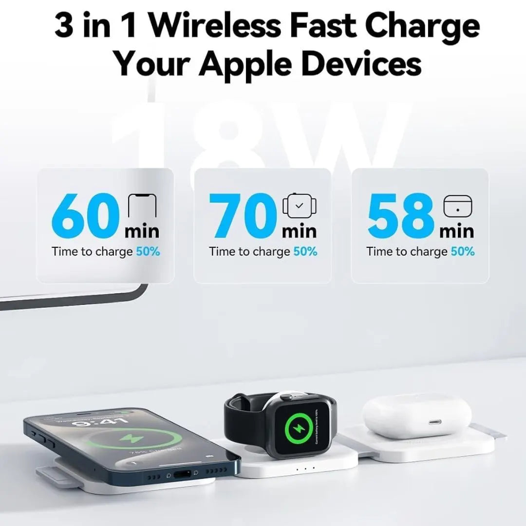 Foldable Magnetic Fast Wireless Charger with Phone Stand