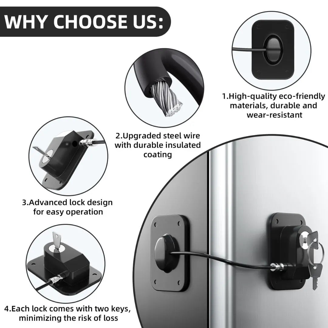 Fridge Lock with Silicone Wire Protection