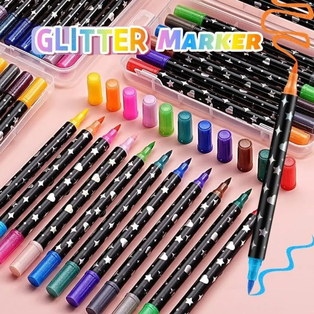 Glitter Brush Marker Set