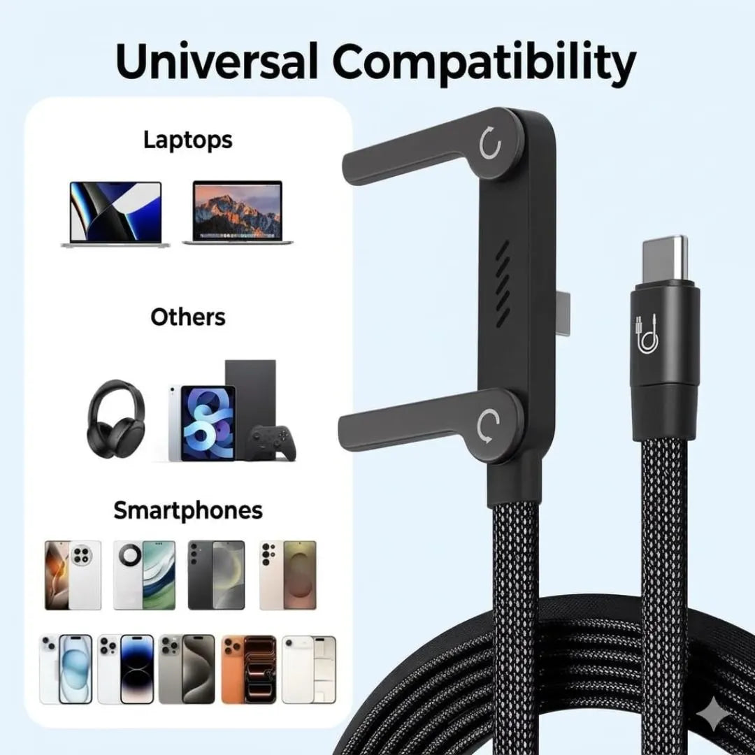 Fast Charging Cable with Foldable Phone Stand
