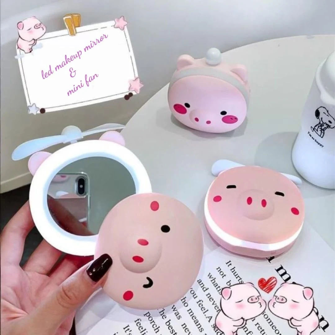 Portable 3 in 1 Cartoon LED Makeup Mirror Light