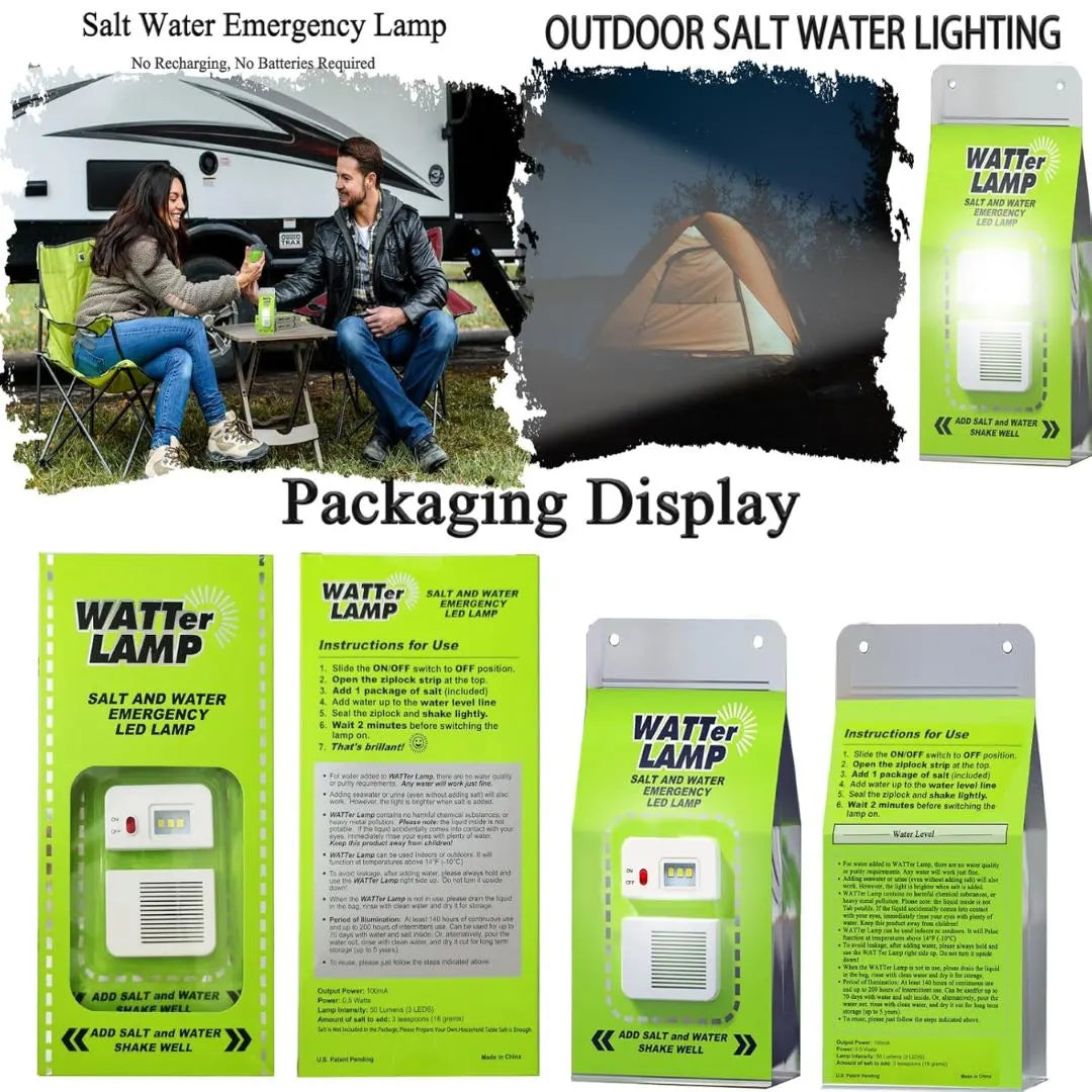 Salt water lamp showing compact portable size