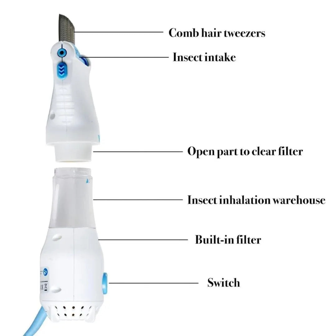 Electric lice comb demonstrating effectiveness and ease of use