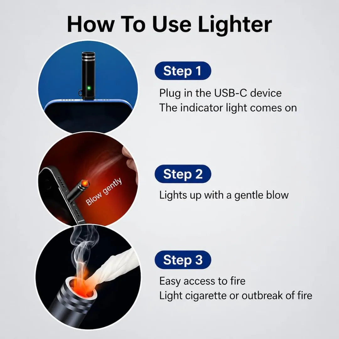 USB Type C Cigarette Lighter for Phone
