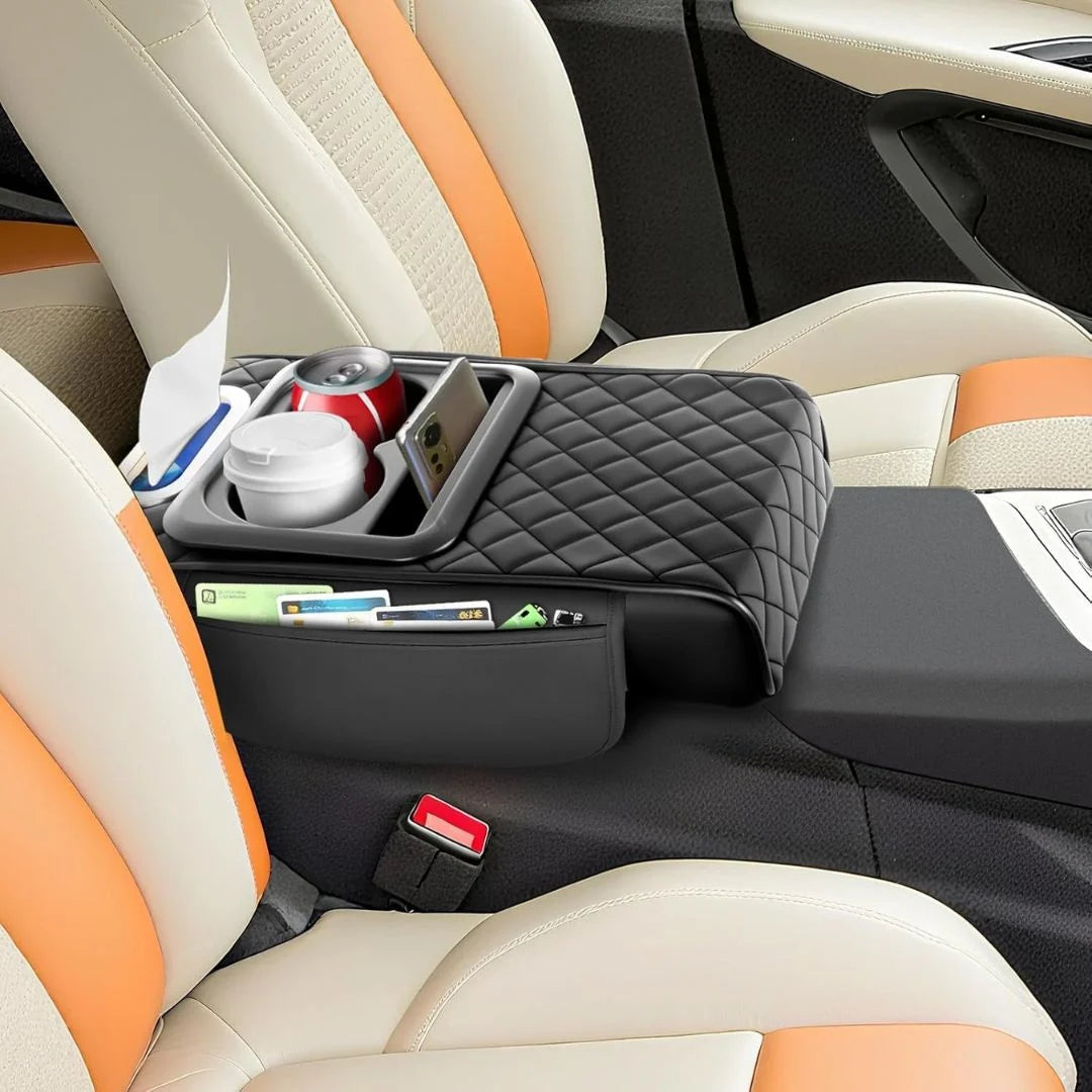Car Arm Rest Cushion with Cup Holder