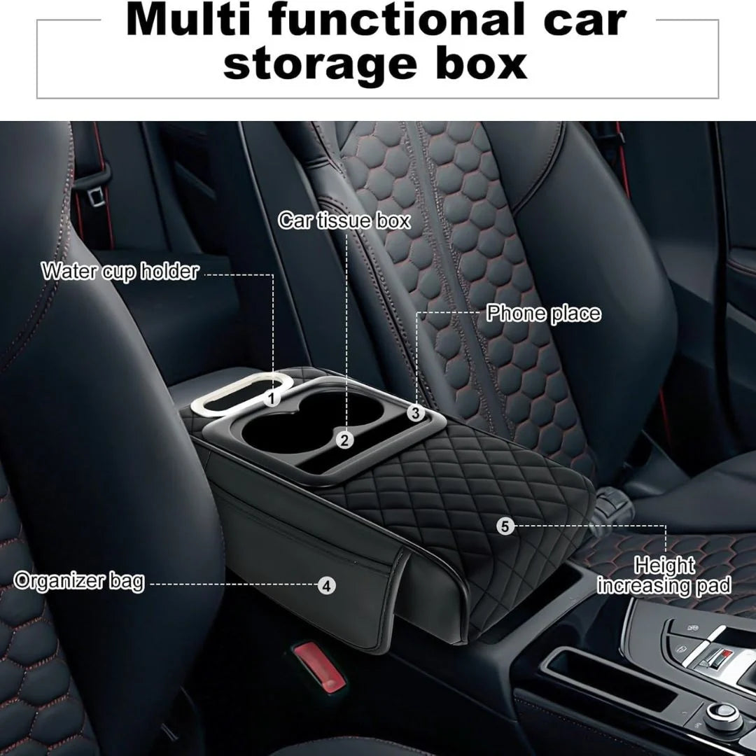 Car Arm Rest Cushion with Cup Holder