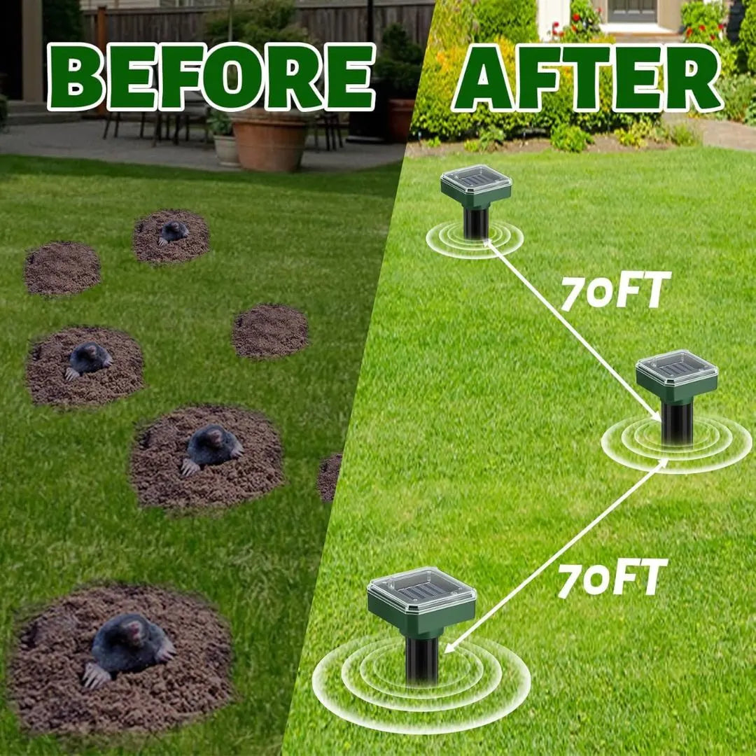 Mole Repellent for Lawns - Ultrasonic Gopher Repellent Solar Power