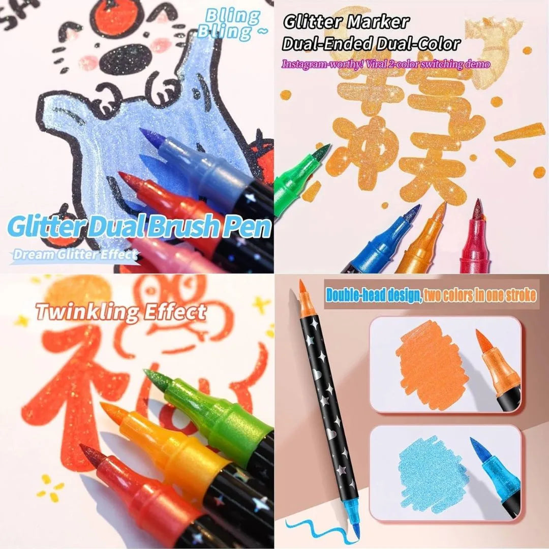 Glitter Brush Marker Set