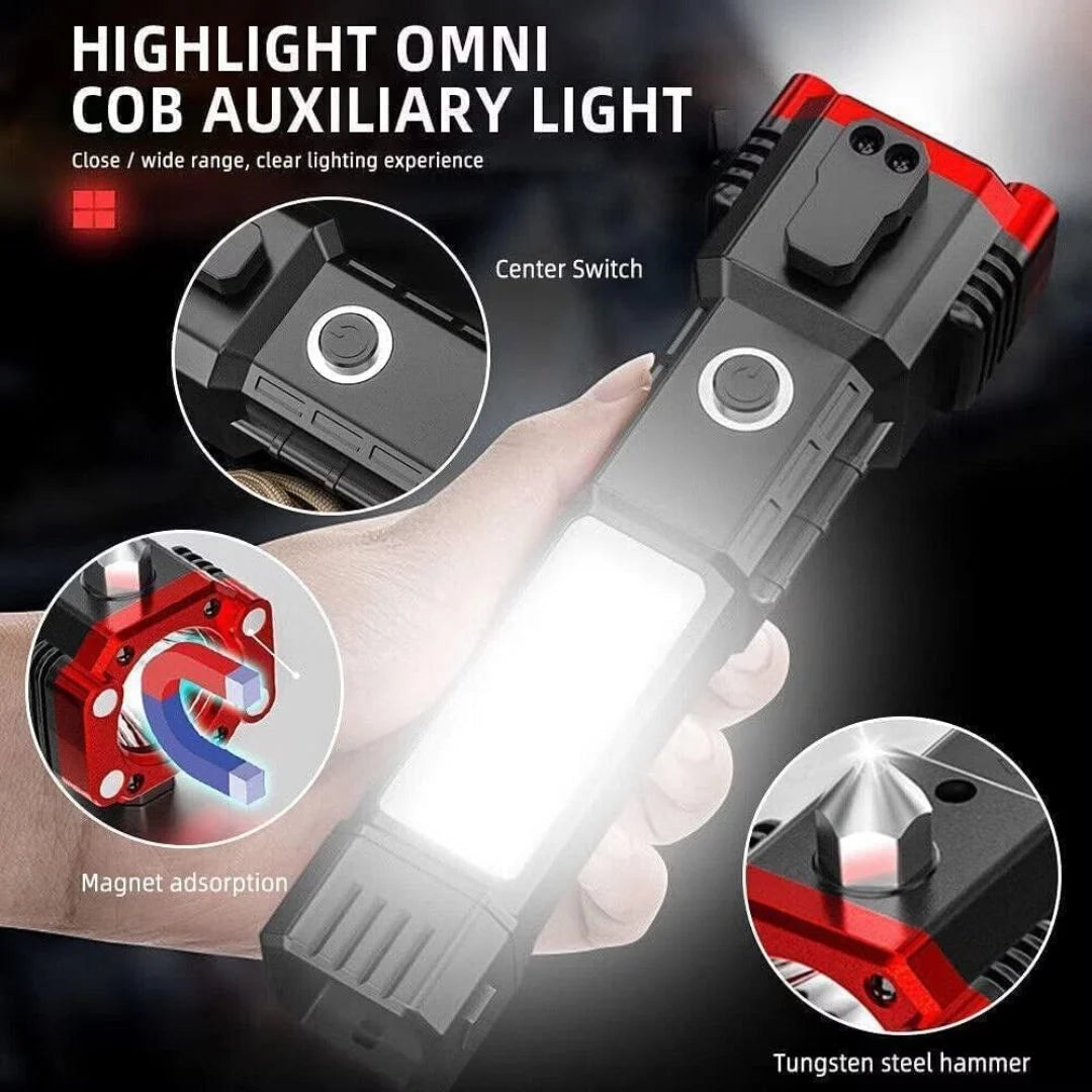 Portable emergency flashlight complete product and accessories