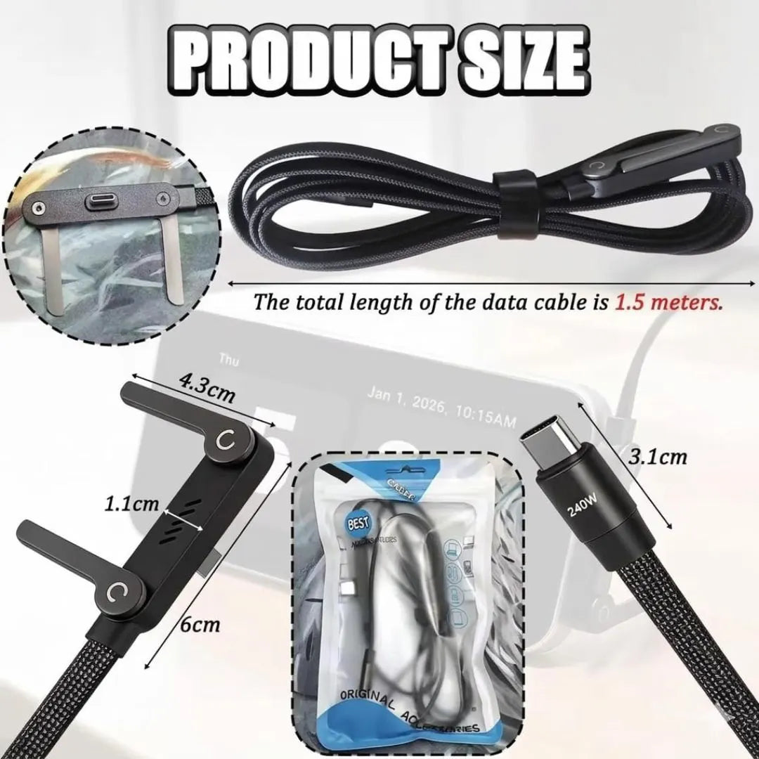 Fast Charging Cable with Foldable Phone Stand