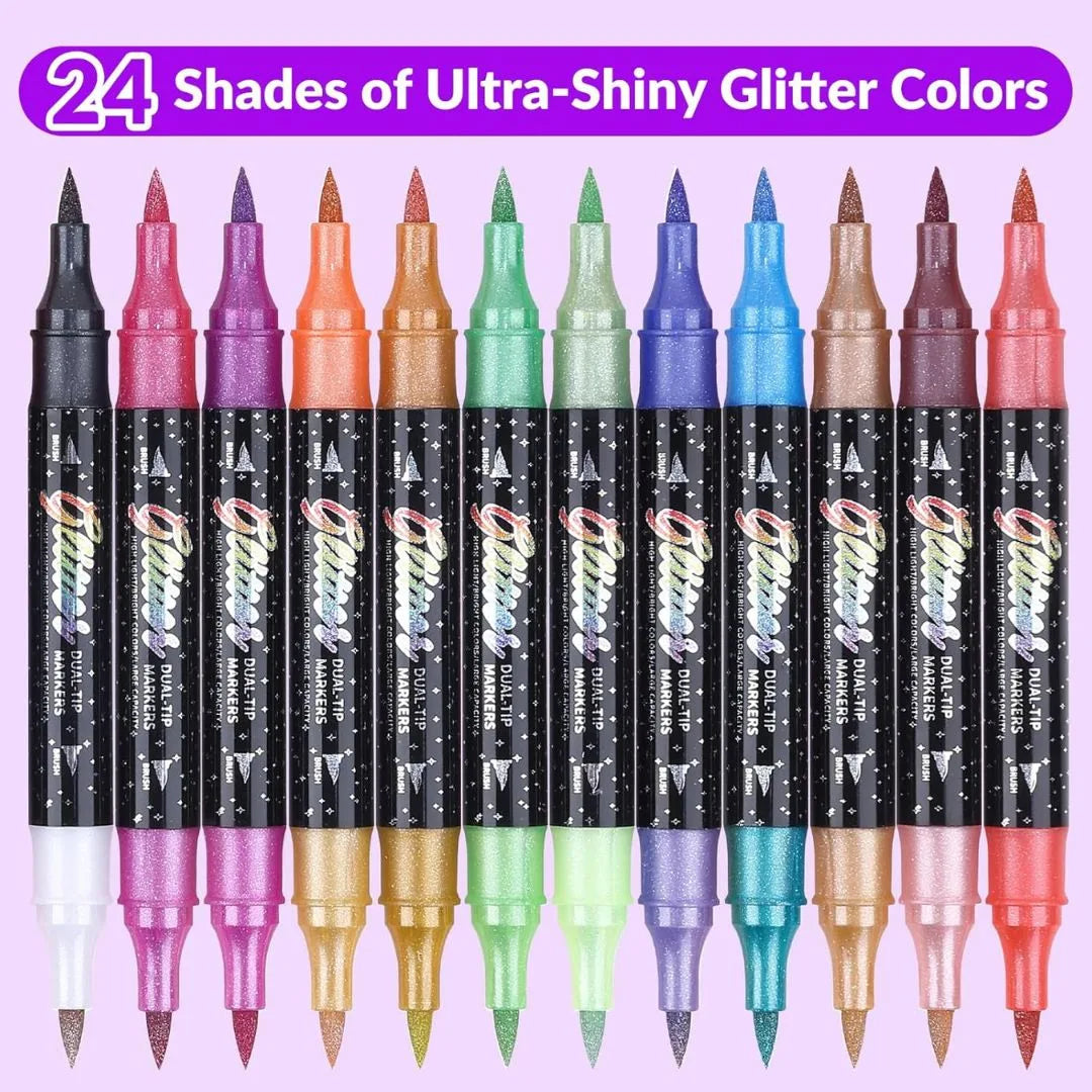 Glitter Brush Marker Set