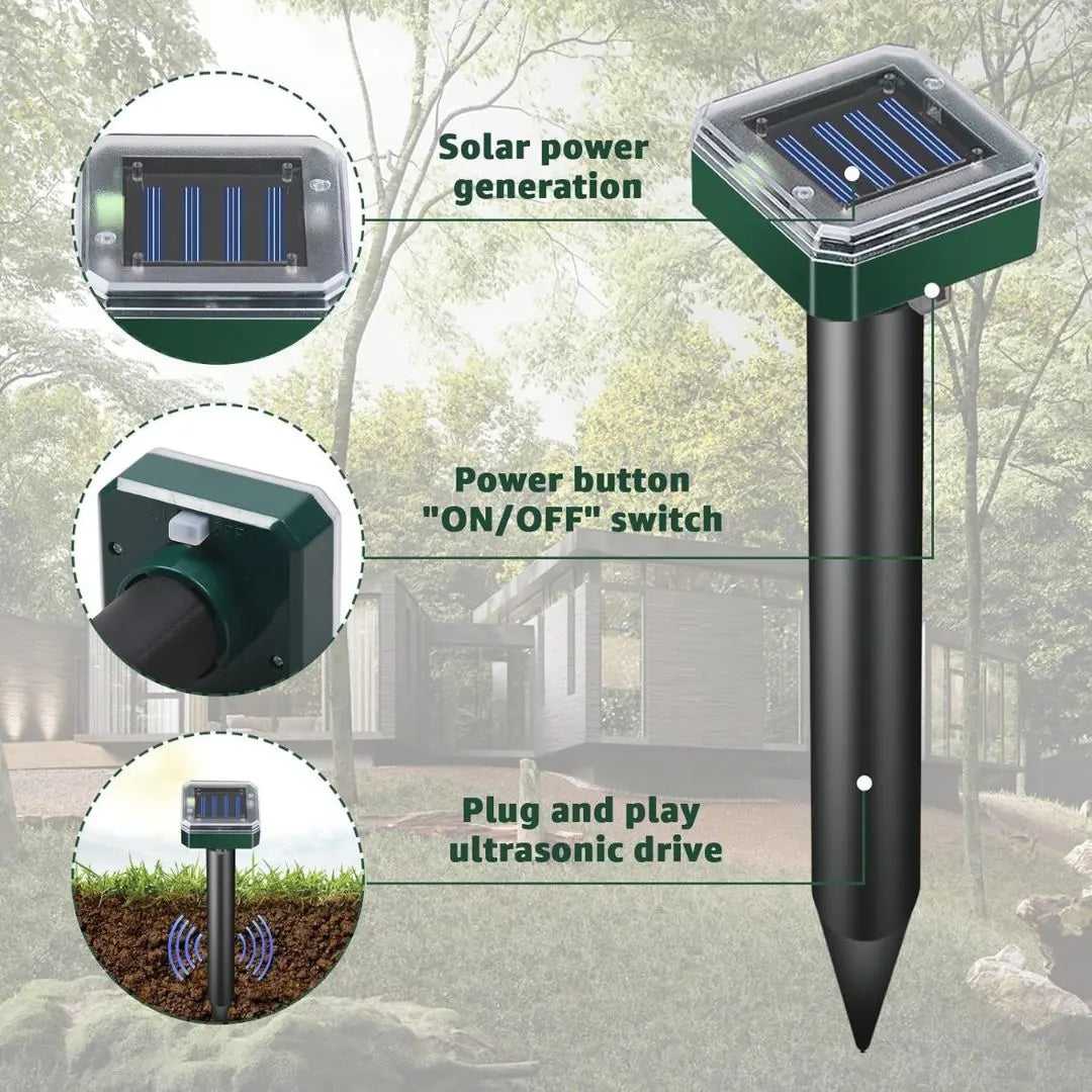 Mole Repellent for Lawns - Ultrasonic Gopher Repellent Solar Power