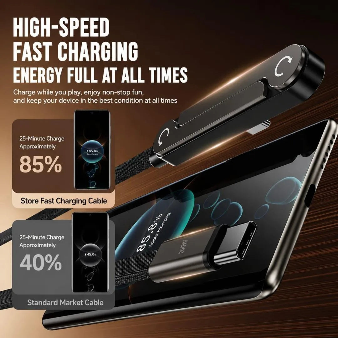 Fast Charging Cable with Foldable Phone Stand