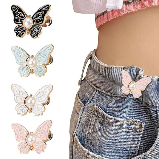 Butterfly Pearl Button Pins for Women and Girls(4 Pcs Set)