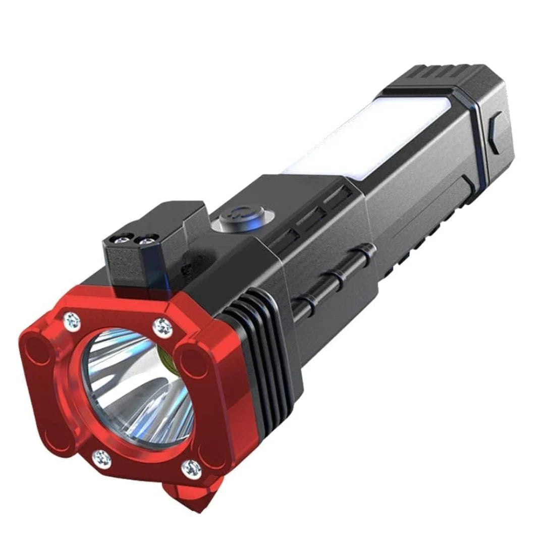 Portable Flashlight with SOS, Glass Breaker & Seat Belt Cutter
