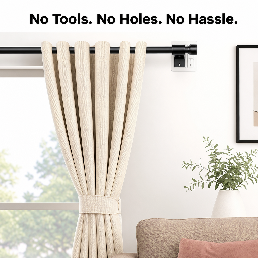 No Drill Curtain Rod Holders