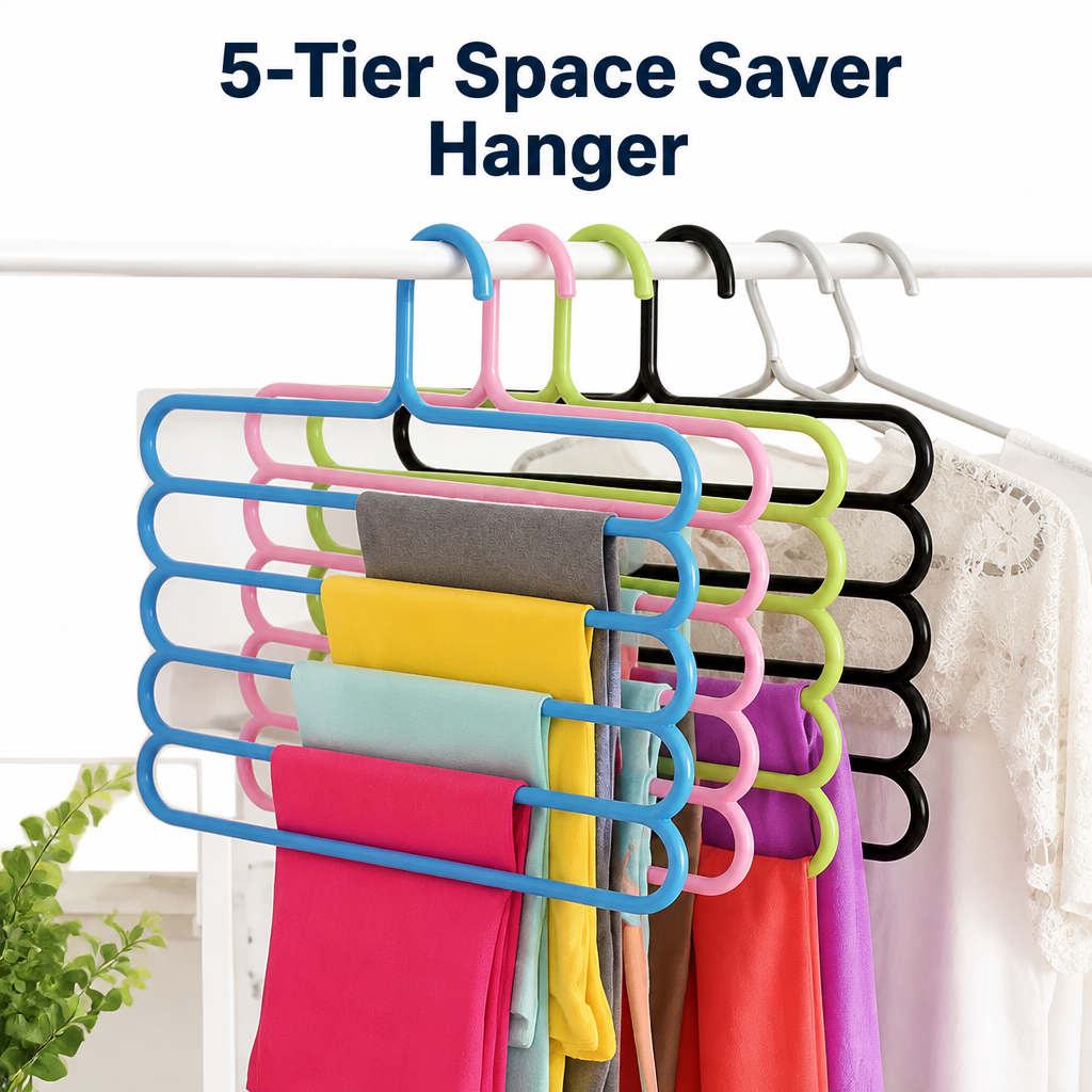 5-in-1 Space-Saving Hangers (Set Of 2 Pcs)