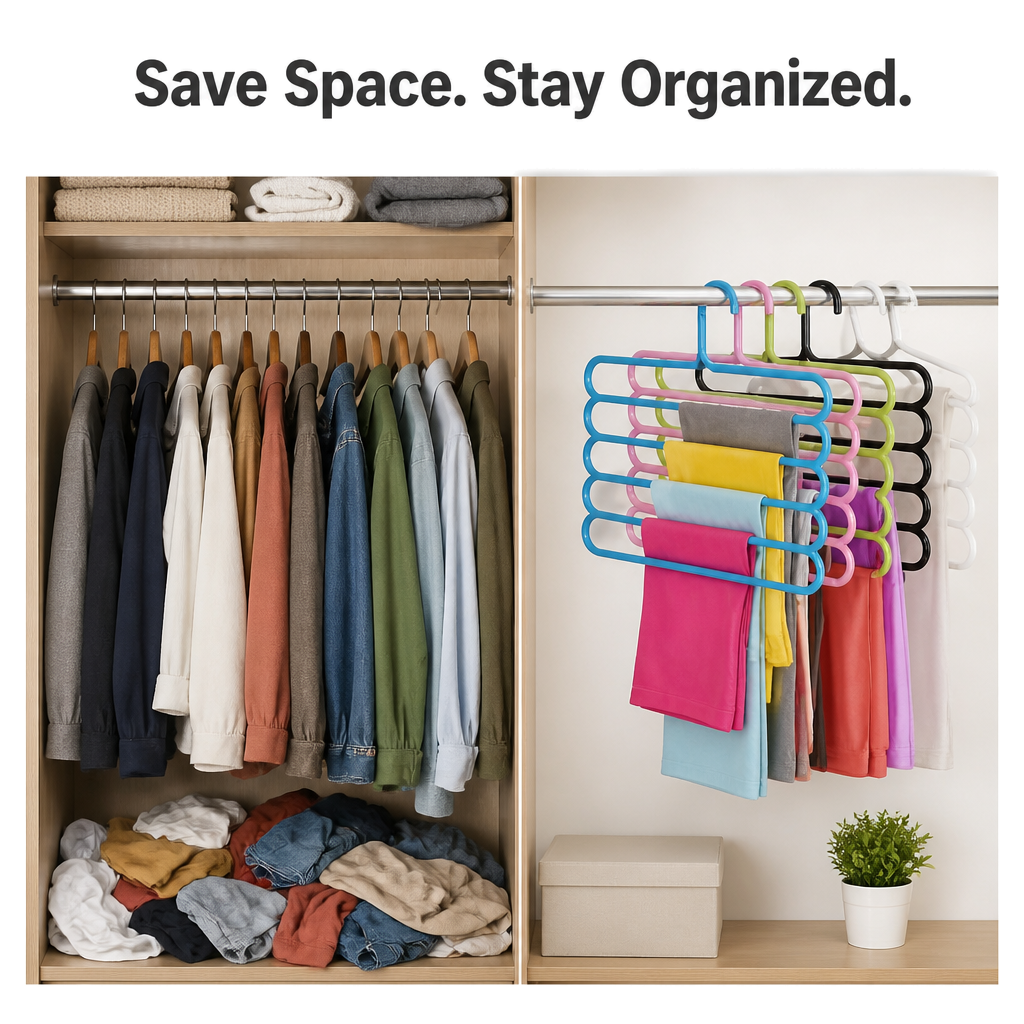5-in-1 Space-Saving Hangers (Set Of 2 Pcs)