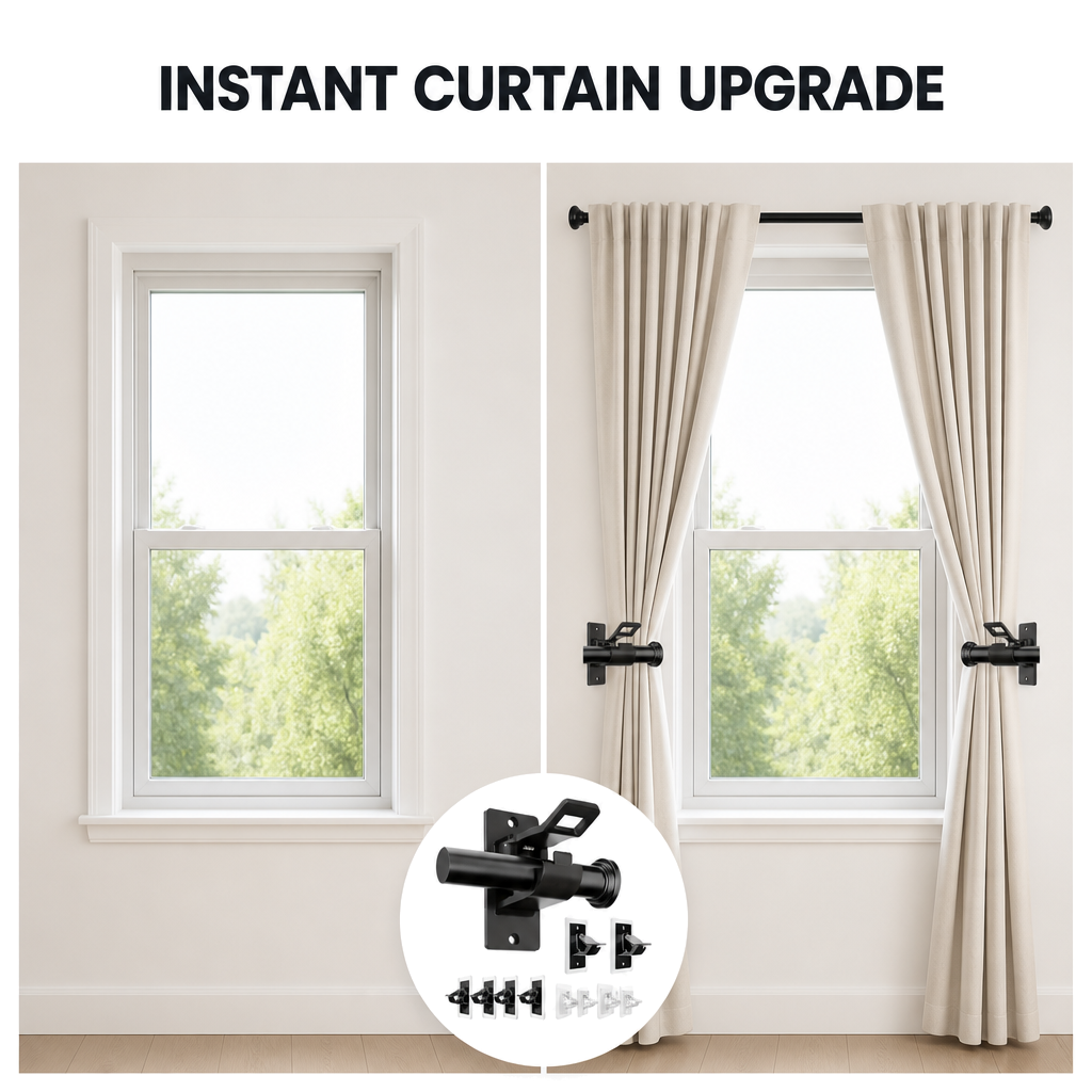 No Drill Curtain Rod Holders