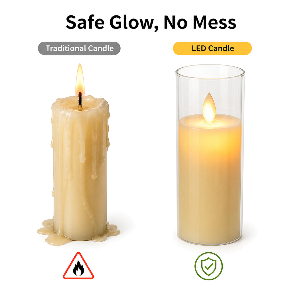 Elegant LED Candle Set (Set Of 3 Pcs)