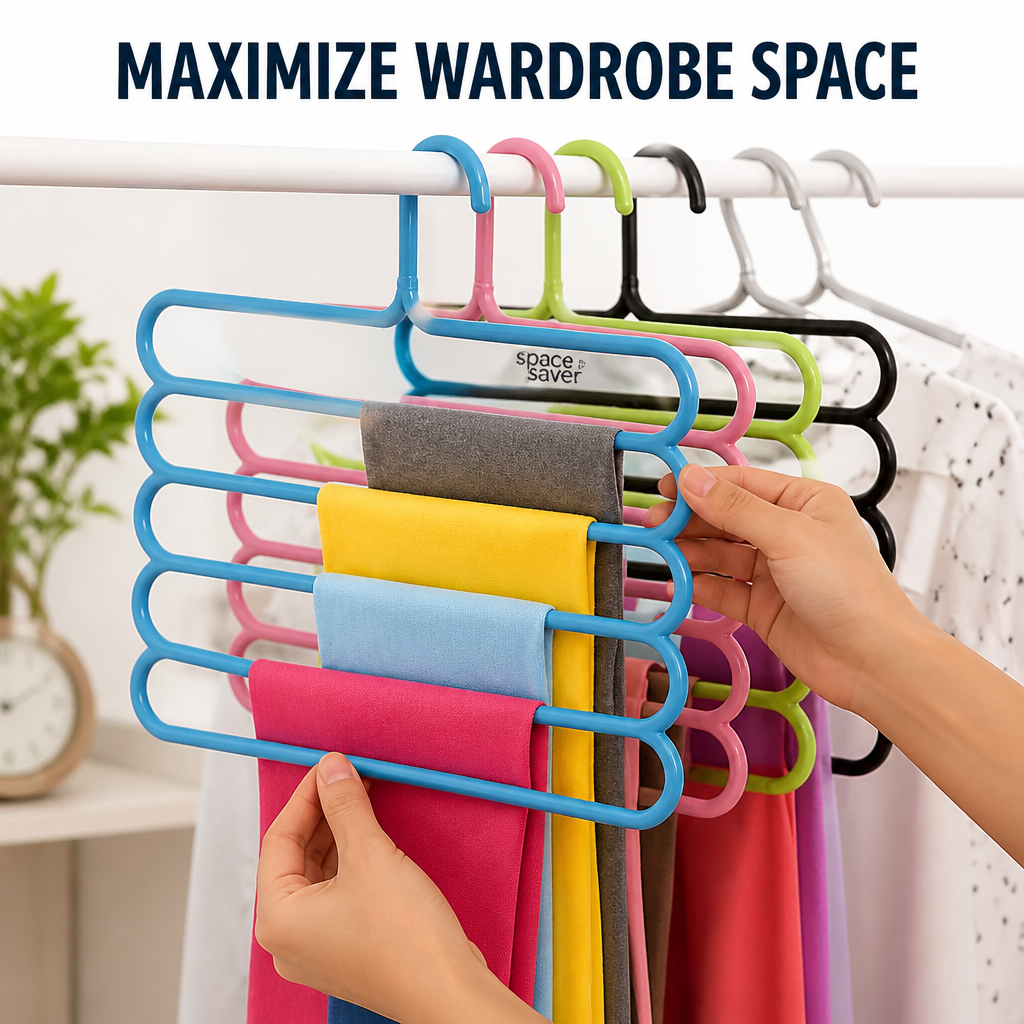 5-in-1 Space-Saving Hangers (Set Of 2 Pcs)
