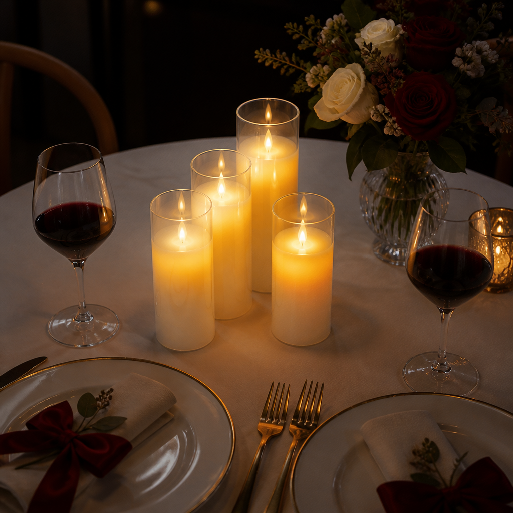 Elegant LED Candle Set (Set Of 3 Pcs)