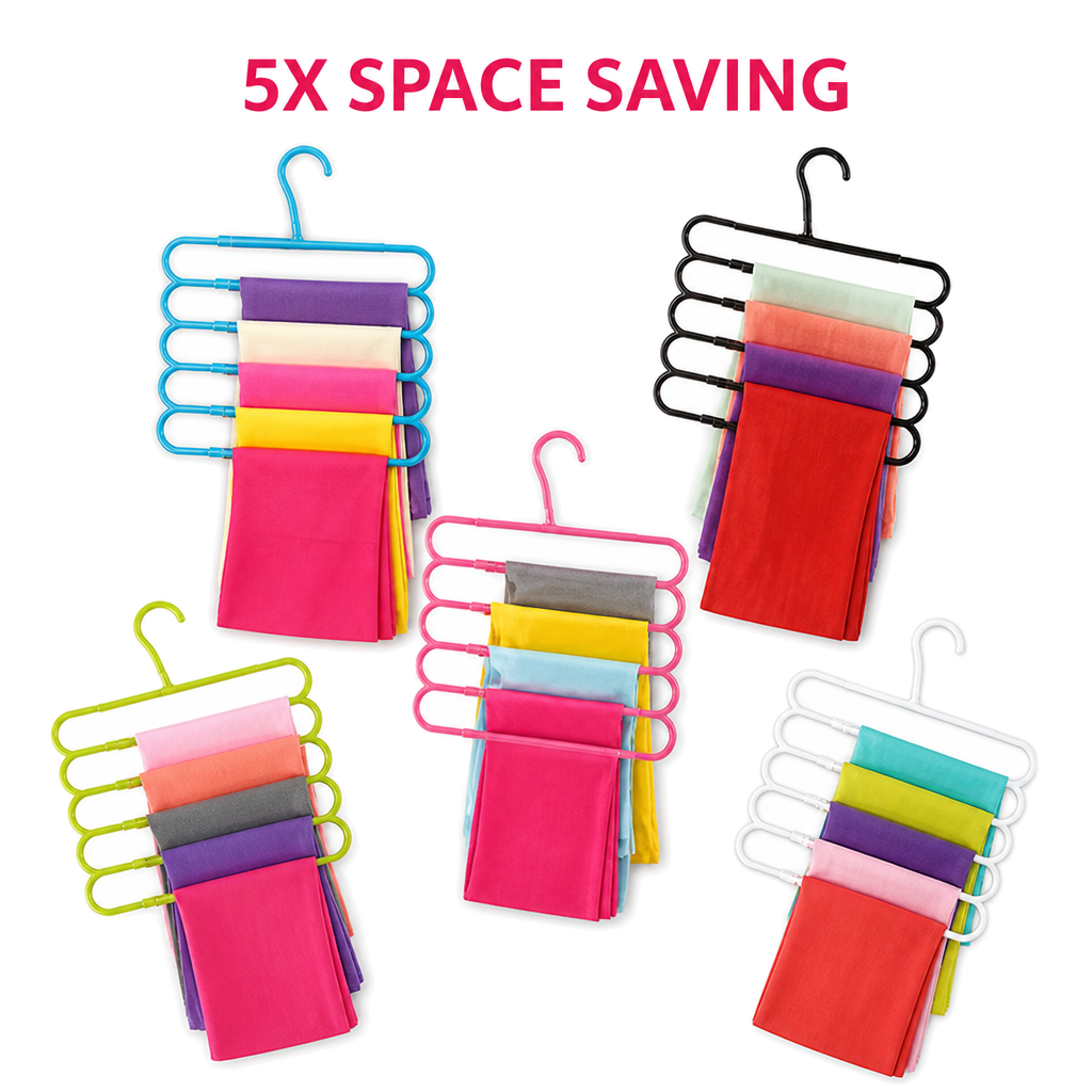 5-in-1 Space-Saving Hangers (Set Of 2 Pcs)