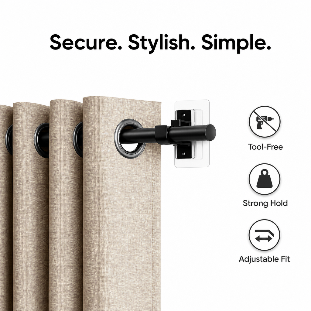 No Drill Curtain Rod Holders