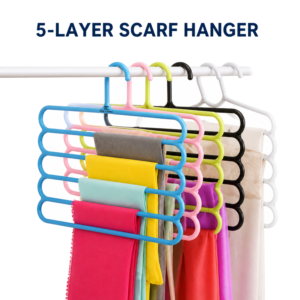 5-in-1 Space-Saving Hangers (Set Of 2 Pcs)