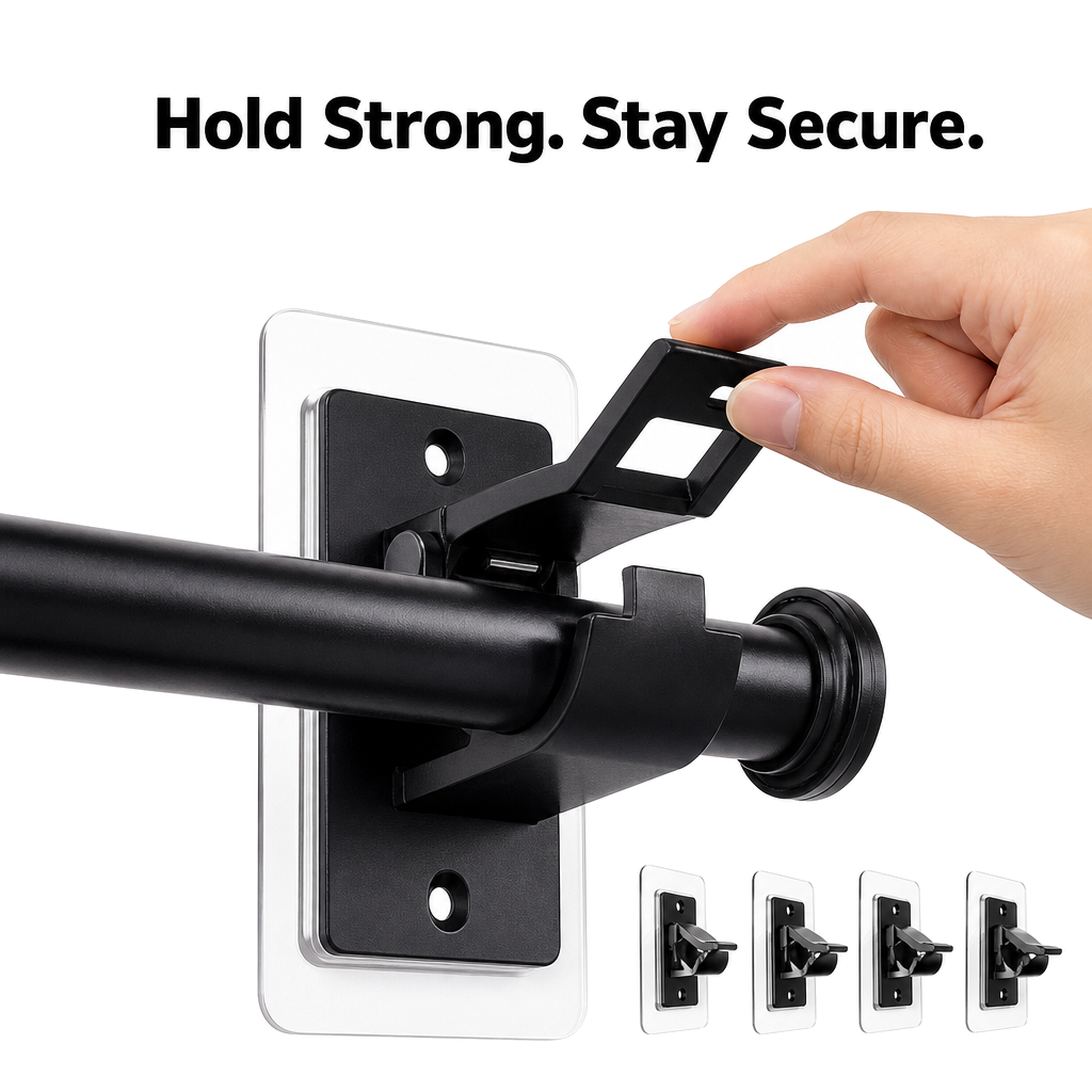 No Drill Curtain Rod Holders